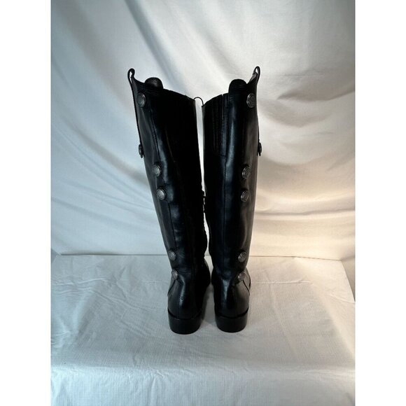 Arturo Chiang Black Riding Boots Leather Silver Button Embellished Pull On 7.5 - Picture 10 of 14